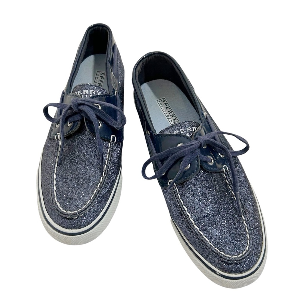 Sperry Top Sider Size 7 1/2 Woman’s Blue Biscayne Glittery Sparkly Boat Shoes